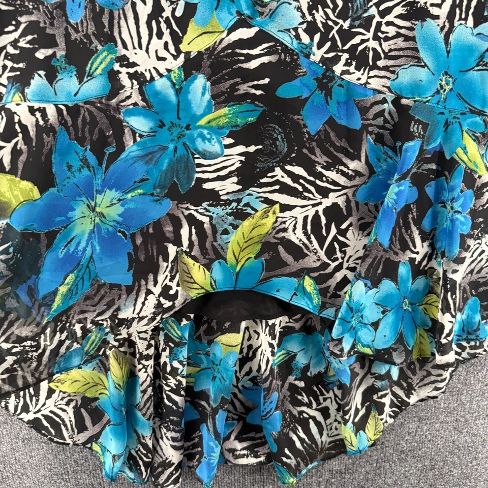 Chicos Y2K Skirt Womens XL Blue Floral Mesh Ruffle Fit Flare Fairy Core Whimsy - Image 3 of 4