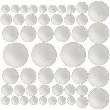 50 Pack Craft Foam Balls, 5 Sizes 1-2.4 Inches , White 5sizes 50pcs