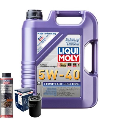 Motoröl 5W40 LIQUI MOLY High Tech 5L+BOSCH Ölfilter +Ölschlammspülung