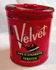 Vintage Velvet pipe and cigarette tobacco tin by Liggett & Myers.