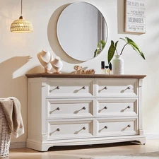 Farmhouse 6 Drawers Dresser for Bedroom, 54" Wide Large Dressers & Chests of Dra