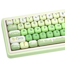 PBT Custom Keycaps, Cute Green Keyboard Keycaps MOG Profile 5 Side Dye-Subl...