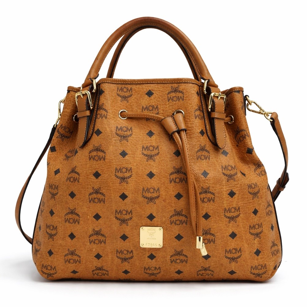 MCM coulisse borsa a tracolla cognac borsa large drawstring bag shopper