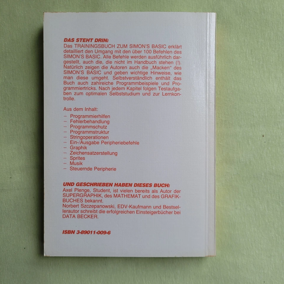 Trainingbuch zum Simon's Basic / Simons Basic / Data Becker ISBN 3-89011-009-6 - Bild 2 von 2