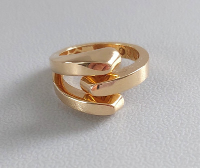 14k /585 reiner Gelbgold Ring Made in Italy mit hochglanzpolierter/glänzender Oberfläche