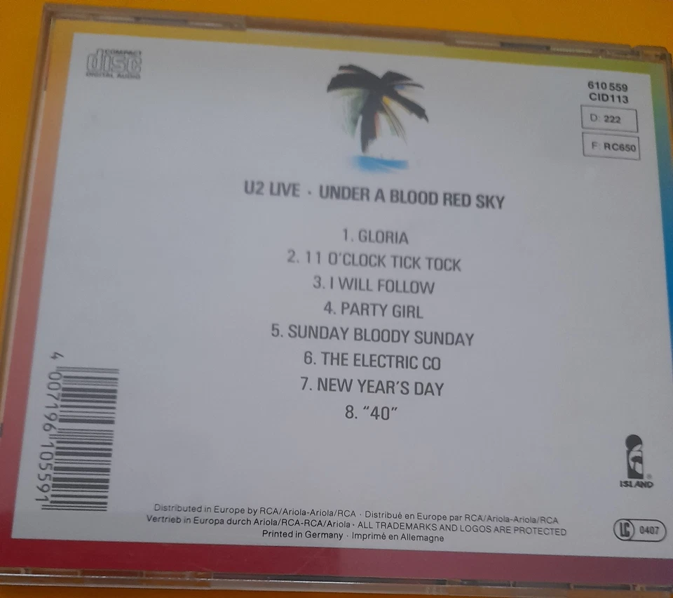 CD - U2 - Under a blood red Sky - Live - Island Records - Bild 2 von 2