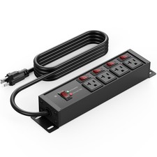 Heavy Duty Surge Protector Power Strip 20 Amp Switches 6FT 12 AWG Black