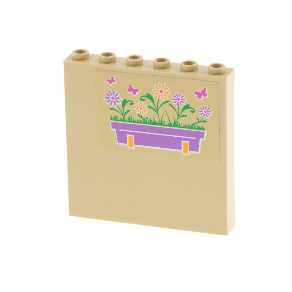1x LEGO Panel 1x6x5 Beige Sticker Flowers Planter 3189 59349pb052L