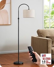 Dimmable Floor Lamp with Remote Control, Modern Arc Standing Minimalist-Black