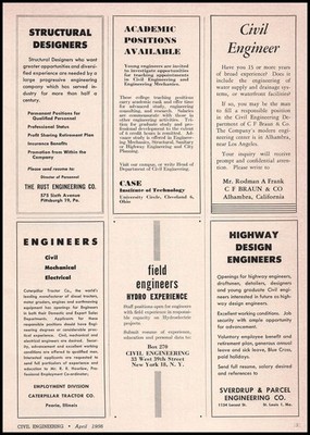 1956 Case Institute Of Technology Civil Engineering Teachers Wanted Print Ad