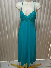 INC Nightgown XS Open Back Lace Detail Nighty Teal International Concepts