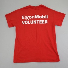 ExxonMobil Volunteer Logo Shirt Mens M Red Gildan Heavy Cotton Dual Side Graphic