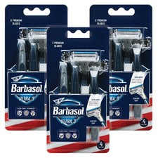 Barbasol Ultra 3 Premium Disposable Razor, 4 Count 4 (Pack of 1), Silver