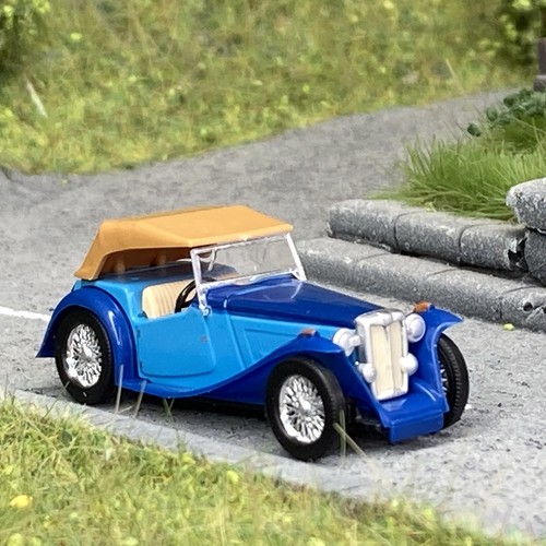 MG Midget TC Cabriolet Bleue - BUSCH 45916 - HO 1/87 | Condition: Neuf