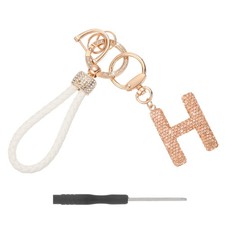 Initial Letter Keychain Letter H - Initial Wristlet KeyChain Champagne