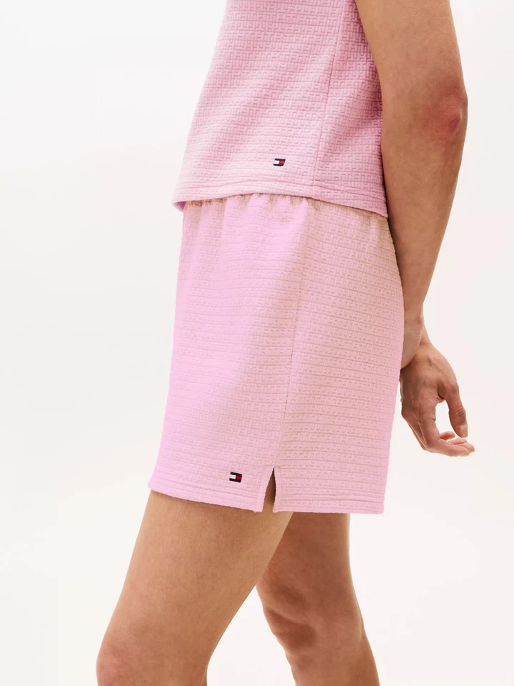 Tommy Hilfiger Pink 2pc shorts tank pajama set pjs sleep waffle knit soft L NEW Foto 4 de 4