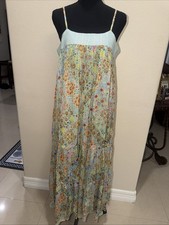 RAGA Uma Boho Maxi Dress Mixed Floral Paisley With Gold Lurex Size Small NWT