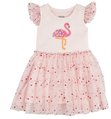 Mud Pie Toddler Girl Pink Flamingo Tutu  Dress Size Med (2T-3T)  NEW