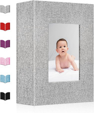 Small 4X6 Photo Album, Linen Cover, Holds 100 Photos with 50 Black Sheets