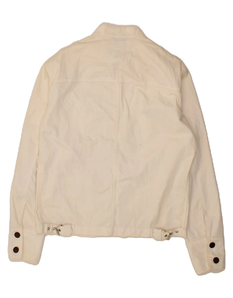 Chaqueta de bombardero DANIELE ALESSANDRINI para hombre IT 50 grande algodón blanco roto AB05 Foto 2 de 4