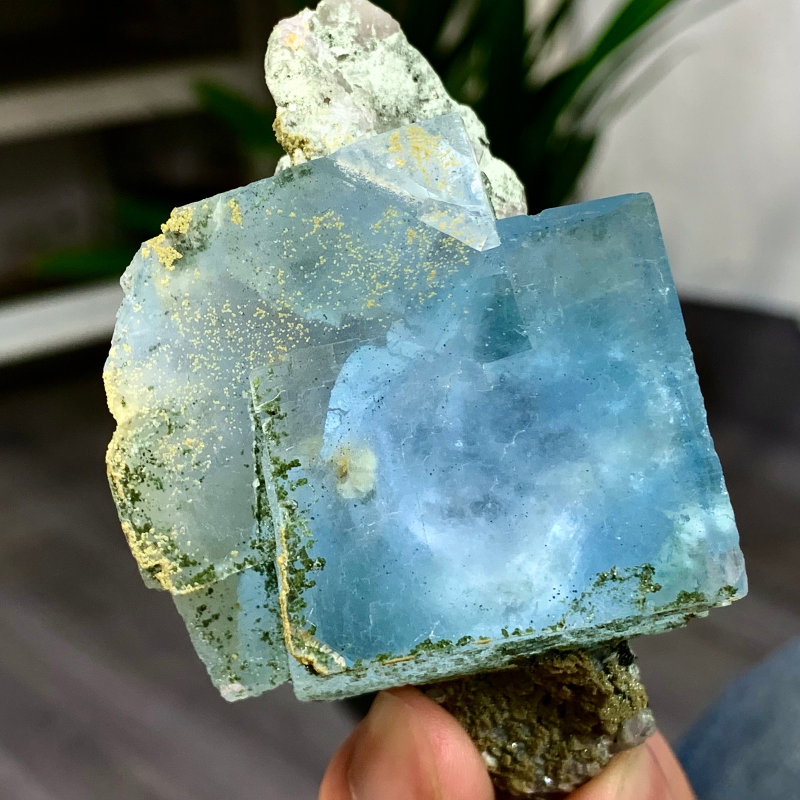 167G Natural Rare Blue Cubic Fluorite Mineral Crystal Specimen from China