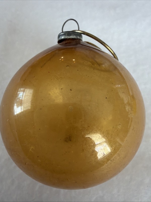 Antique German Kugel Glass Christmas Ornament Amber Very Good Condition