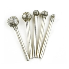 5PCS Diamond Round Ball Burr Drill Bit Set For Carving Engraving Drilling Neuf