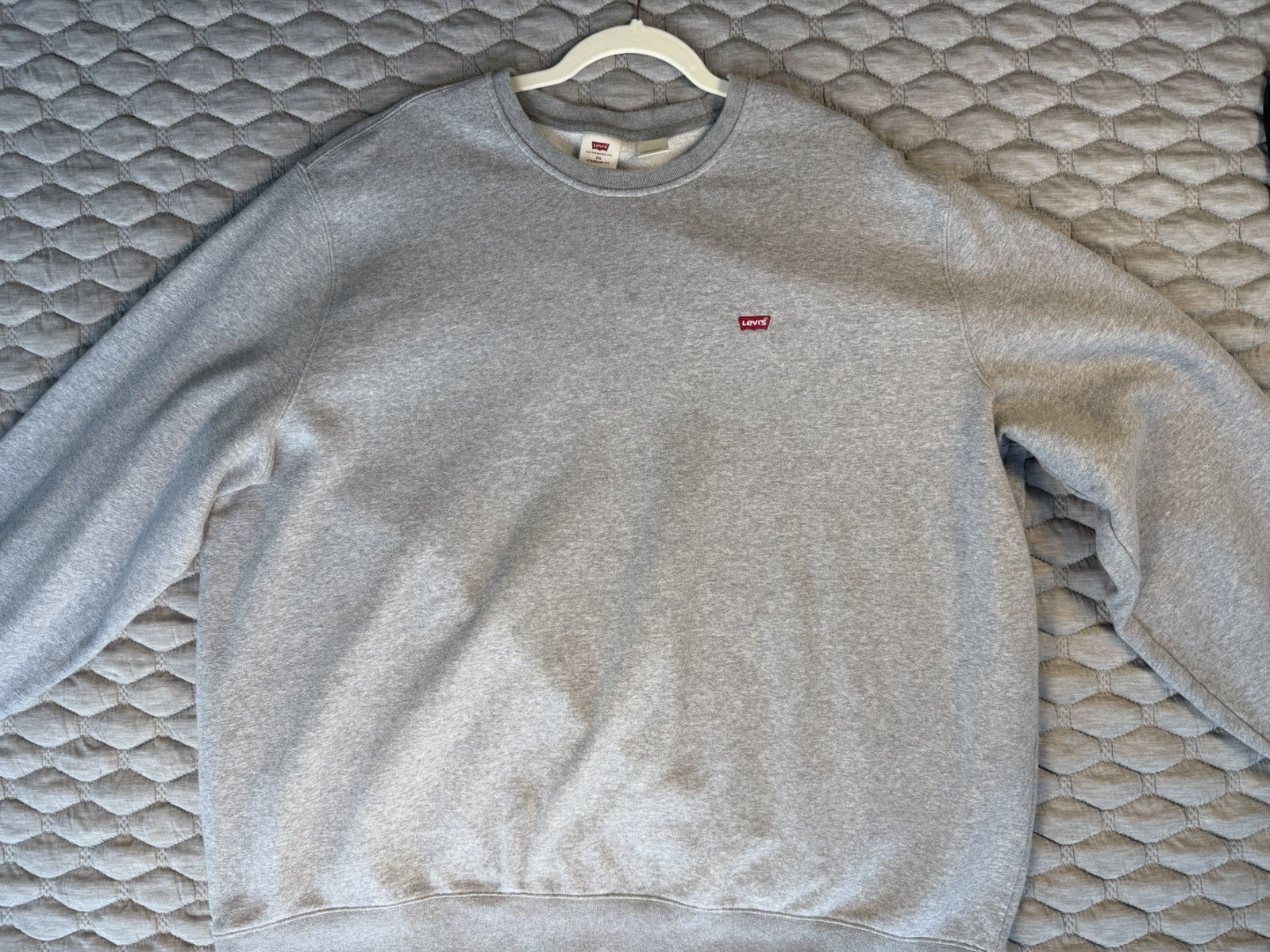 Levi's Sweatshirt Mens 3XL Gray Fleece Pullover Logo Crew Neck Long Sleeve