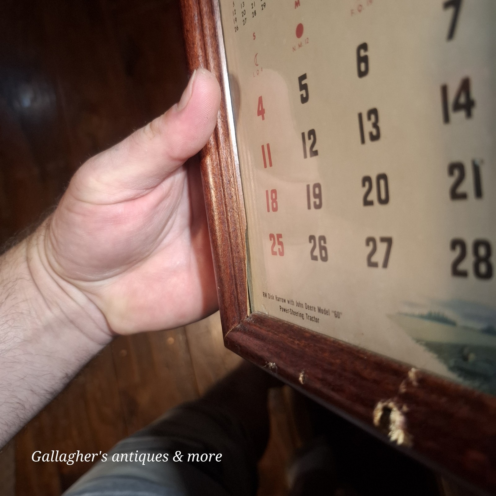 Framed Vintage 1956 JOHN DEERE Calendar Model 60 Power-Steering Tractor & Bird