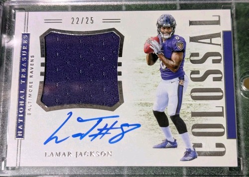 Lamar Jackson 2018 National Treasures Rookie Colossal Signatures card