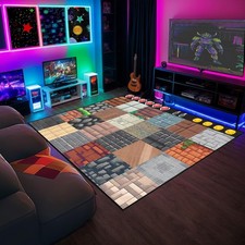 Gamer Rug for Boys Room 3x5 Ft Gaming Plaid Carpet Kids Bedroom Living Decor