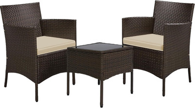 Yaheetech Balkonmöbel Set, Gartenmöbel-Set 3 TLG. Inkl. 2 Stühle Mit Sitzkissen 