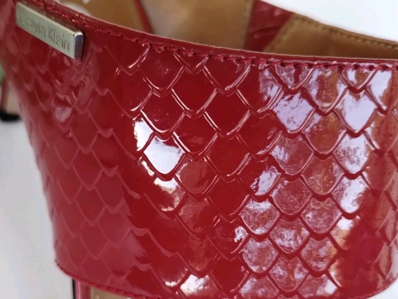 Calvin Klein CECILY Python  Cherry Red Patent Lea… - image 11