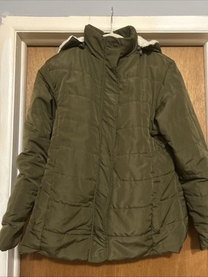 Climate Concepts Women s Olive Green Lined Full Zip & Button Lined Zip off Hood