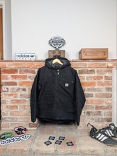 Carhartt Active Jacket Sherpa Lined Canvas Workwear Coat Black Size XL H Zip A
