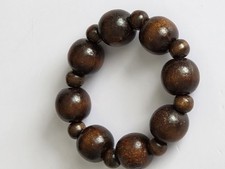 Brown Wooden Bracelet Bead Look Stretch Bracelet- Fits Wrist Size 6.5-7 In