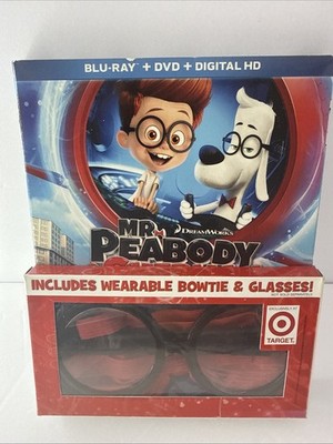 Mr. Peabody & Sherman 2014 Blu-ray & DVD w/Wearable Bowtie & Glasses - Brand New