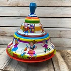Ohio Art Vintage Tin Litho Spinning Top Large Colorful Nursery Rhyme Toy