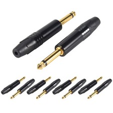 Gold Plating 10Pcs Plug Mono Professional 2 Pole 6.35 Mm 6.5Mm Stereo Jack8093