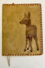 Buchumschlag, Buchh&uuml;lle, kleines Reh, Kunstleder, ca. 23,5 x 18 cm, DDR