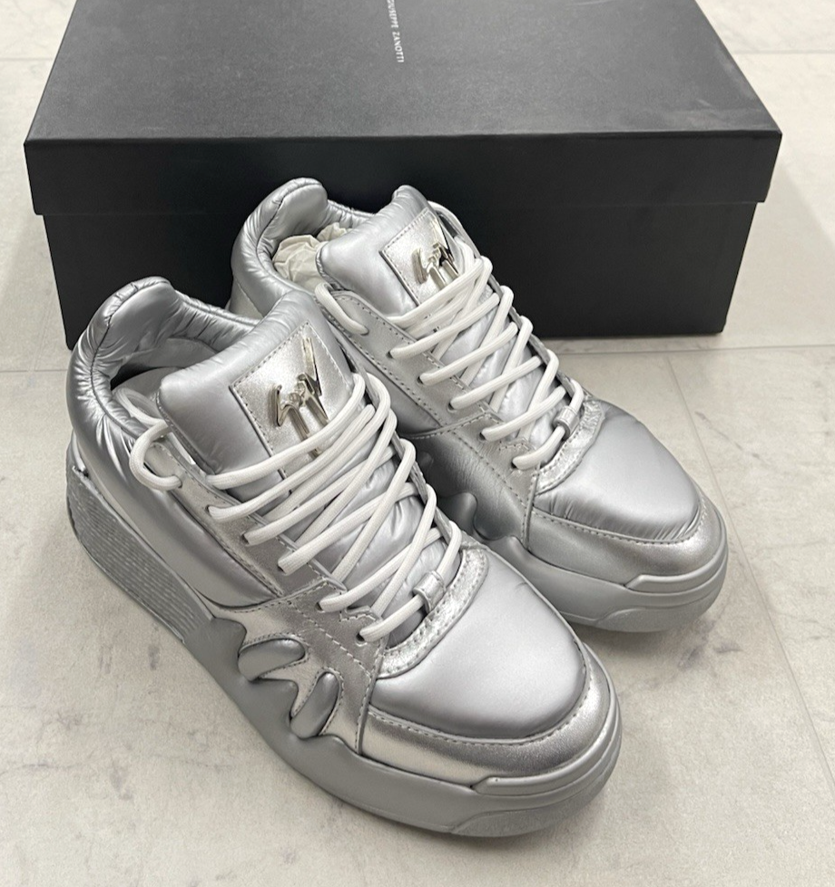 NIB Giuseppe Zanotti Talon Mid -Top Trainers In Silver Sneakers Size: 36(US 6)