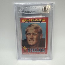 Terry Bradshaw Signed 1971 Topps Rookie Card Beckett #156 RC Steelers Auto. rookie card picture