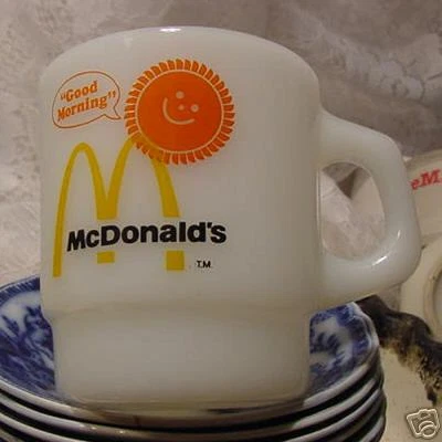 VINTAGE FIRE KING MCDONALDS GLASS MUG GOOD MORNING