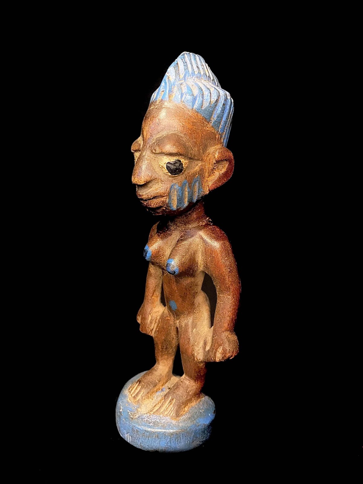 Figurine féminine art tribal africain statue en bois sculpté tribal bois yoruba-6551 - Photo 17 sur 24
