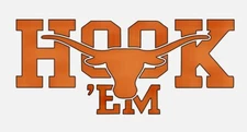 Texas "Hook 'Em" w/Horns Vinyl Decal Many Sizes Avail Buy 2 Get 1 FREE! UT #5