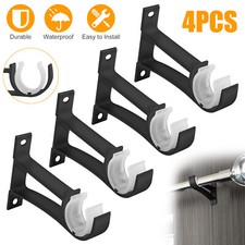 4 PCS Aluminum Alloy Single Curtain Rod Brackets Window Wall Holders for Drapery