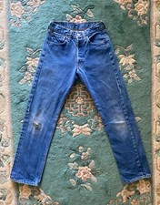 Vintage 70s Levi s 501 Redlines Blue Denim Selvedge Jeans Size 25x29 Made In USA