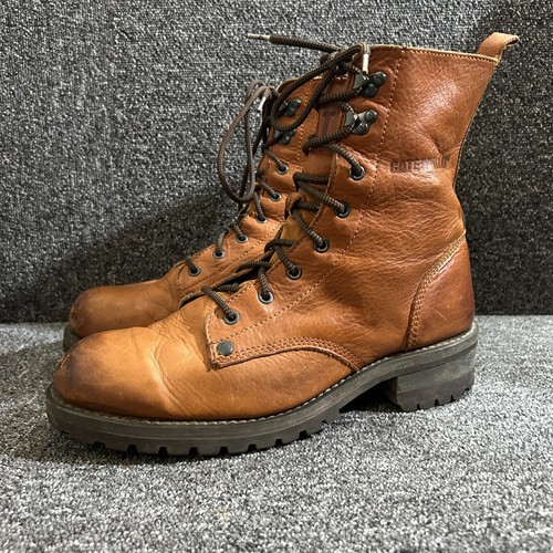 Caterpillar CAT Mens Boots UK 11 Wide Width Brown 10INCH Lace Up Work Chore
