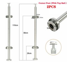 110CM Stainless Steel Glass Balustrade Posts Grade 316 Pole Clamp Railing Posts