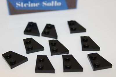 Lego (c) 10x Platte - Eckplatte Flügel 2x2 - 24307 - schwarz - Keil rechts